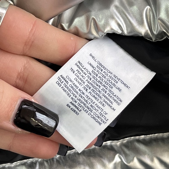 Lands' End Vest Women Large 14/16 Silver Puffer Down Full Zip Insulated Metallic - Picture 5 of 8